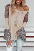 Sequin Patchwork Bell Sleeve V Neck Tunic Top